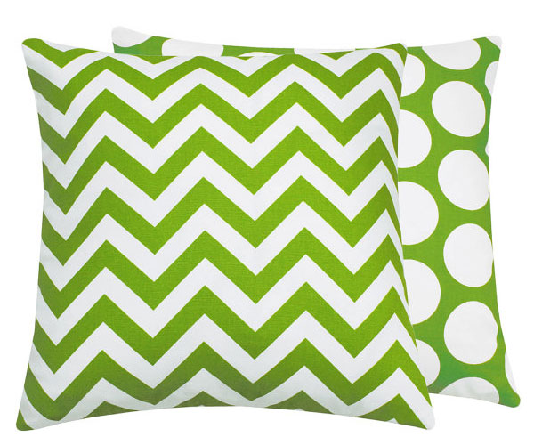 Kids Green Chevron to Dots Pillow Cover By Tania and Tamara