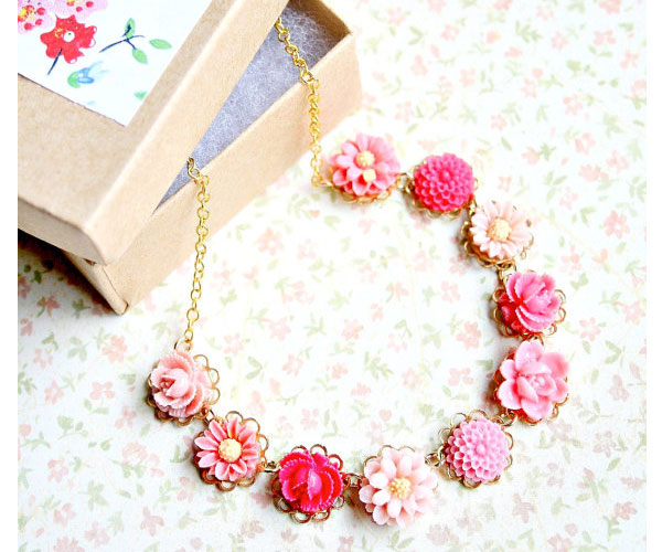 Girls Perfectly Pink Flower Necklace by Tamar